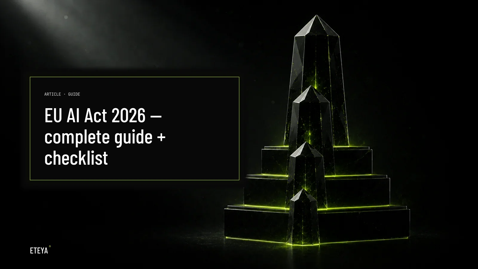 Four hierarchically stacked obsidian crystals representing the EU AI Act's four risk categories for European companies